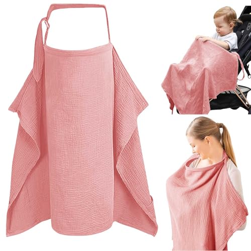 Breastfeeding Cover, Double Layer Breathable Muslin Nursing Cover, Stroller Nursing Cover Adjustable...