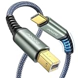 AINOPE USB B to USB C Printer Cable 6.6FT, [Gold Plated Plug] Nylon Braided, USB C Printer Cord to Computer, USB C Printer Cable for Yamaha Casio Digital Piano, Keyboard, for hp Brother Canon Printer