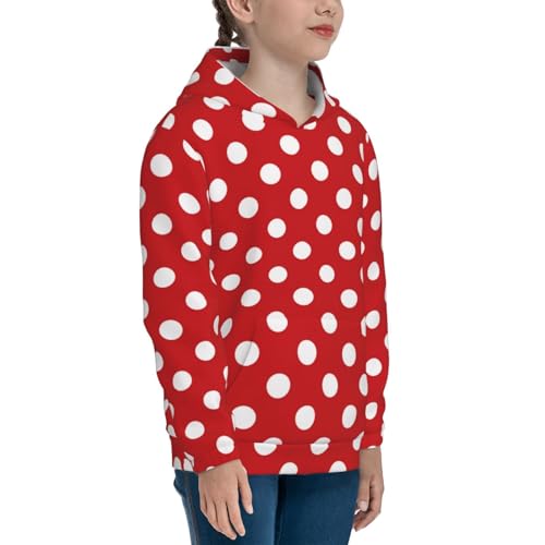 Red Polka Dot Kids Pullover Hoodies Boys Sweatshirts Girls Athletic Clothes with Pocket3
