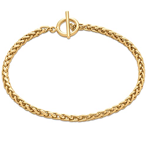 Amazon Essentials 14k Gold Plated or Silver Plated Braided Chain Bracelet 7.5