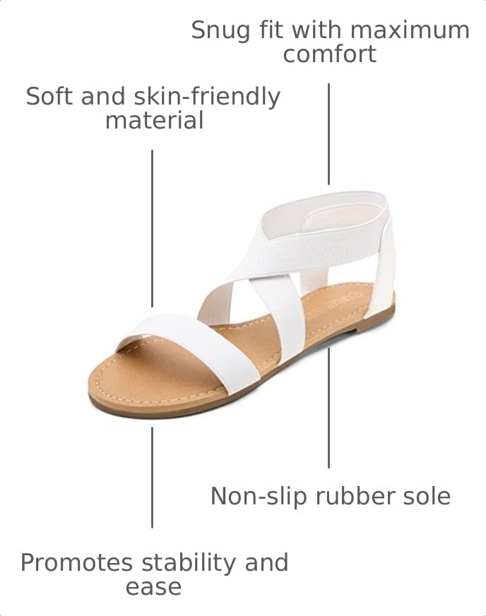 Image of DREAM PAIRS Women's Elastic Ankle Strap Flat Sandals Summer Dressy Shoes Cute Strappy Gladiator Sandals