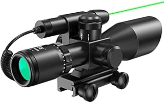 CVLIFE 2.5-10x40e Red & Green Illuminated Rifle Scope Mil-dot Gun Scope Green Laser Combo with Pressure Switch