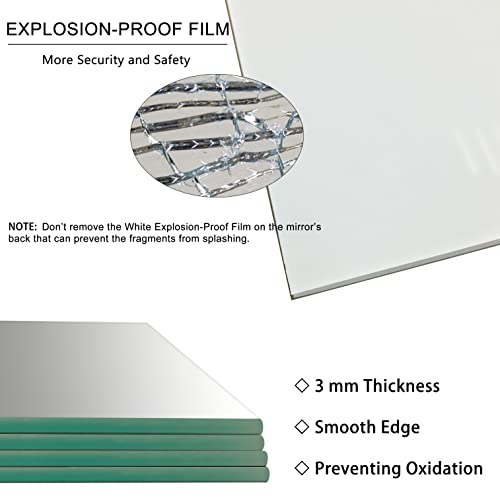 Edgewood Frameless Wall Mirror Self-Adhesive Tiles Full Length Real Glass 4-Piece Set, 11.5X11.5 Inches #TOP4