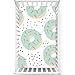 Donuts Themed Fitted Mini Crib Sheets,Portable Mini Crib Sheets Soft Toddler Mattress Sheet Fitted - Crib Mattress Sheet or Toddler Bed Sheet,24â€œ x38â€œ,Seafoam Blush and White