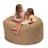 ULTIMATE SACK 4000 4-Foot Bean Bag Chair, Camel Suede Cover – Oversized Foam Lounger, Floor Seat, Small Sofa, or Couch Bed for Living Area, Gaming Room, or Reading Lounge