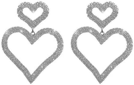 1 Pair Heart Earrings Rhinestone Love Ear Studs Pendants Jeweller...