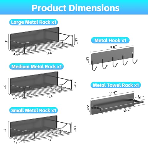 Magnetic Laundry Shelf Organizer, 5 Pack Magnetic Shelves for Washing Machine with Hooks, Heavy Duty Magnetic Storage Rack for Washer, Dryer, Refrigerator, Kitchen, Pantry & Laundry (Grey) - image 2