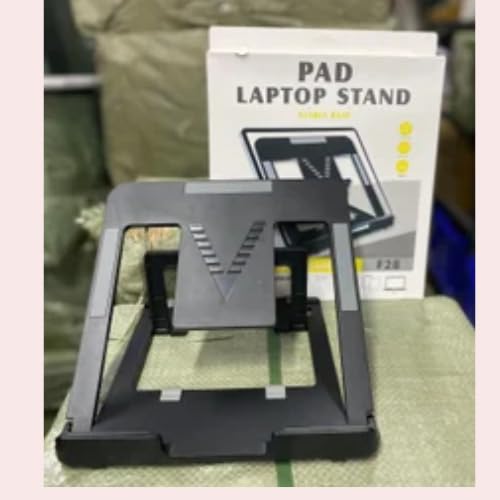 Image of Global Impex Adjustable Laptop Tabletop Stand Patented Riser Ventilated Portable Foldable Compatible with MacBook Notebook Tablet Tray Desk Table Book with Free Phone Stand (Black)