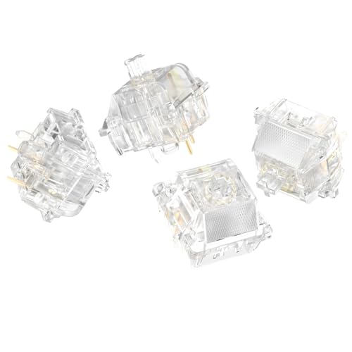 Image of DUROCK Ice King Tactile Switches, 68g Progressive Spring Transparent Clear RGB Switch, 5 Pins Lubed T1 Tactile Mechanical Keyboard Switches (110pcs)