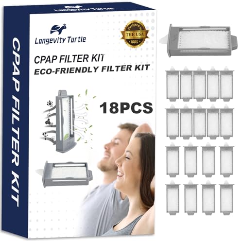 Longevity Turtle 18 PCS Reusable Pollen Filters Compatible with Respironics Dream2 Machine Pollen Filters Replacement Supplies
