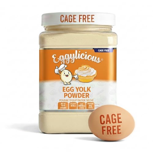 Eggylicious | Cage Free Egg Yolk Powder - 11 oz (312 g) | Powdered Eggs Made in USA from Humanely-Raised...