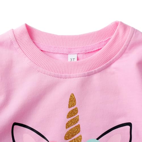 Image of RETSUGO Little Girls 2 Piece Clothing Sets Toddler Unicorn Sweatshirts and Leggings Cotton Fall Winter Casual Outfits 3-8T