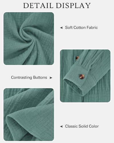 Image of NOLLSOM Casual Shirts for Women Long Sleeve Button Down Blouses Fall 2026 Solid Color Trendy Tops with Pocket