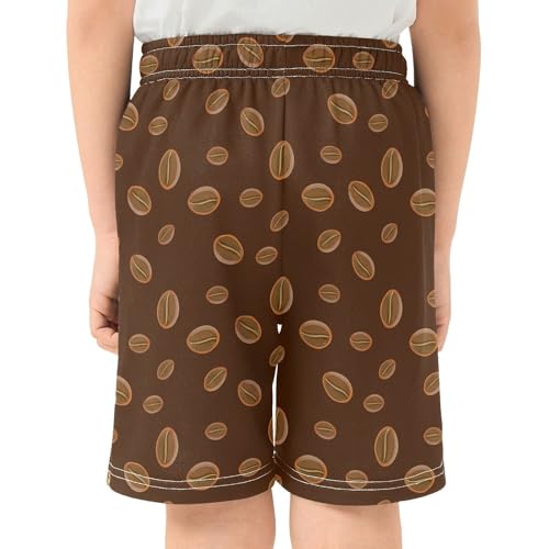 J JOYSAY Coffee Bean Cocoa Brown Boys Athletic Shorts Kids Youth Casual Shotrs with Elastic Waistband Pockets3