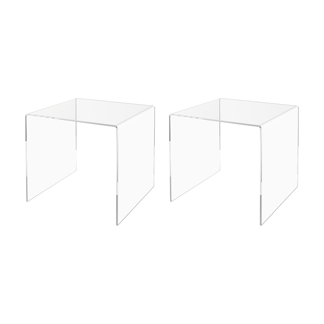 ( incomplete,similar to the photo) Marketing Holders 2 Pack Clear Acrylic Riser Display Table 10" Merchandise Showcase One Piece Bench Retail Stores and Boutiques Throne Counter Tabletop Platform