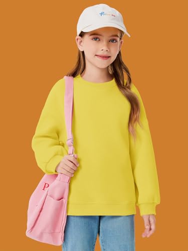 Image of Haloumoning Girls Oversized Crewneck Sweatshirts Kids Fleece Pullover Tops