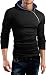 Grin&Bear Men's zipped Long Sleeve Hoodie, black/petrol, M, BH135