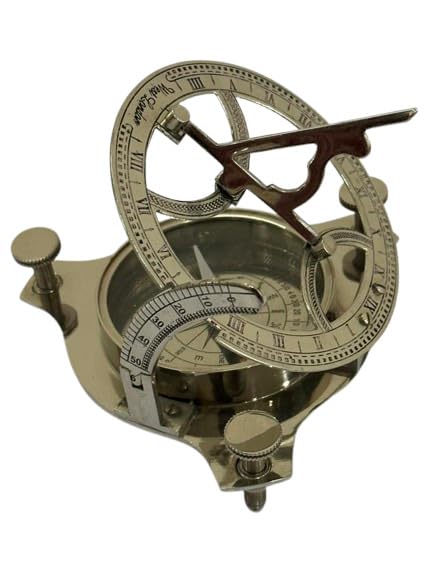 Vintage 3 Inch Brass Sundial Compass with Antique Finish | Handmade Nautical Engraved Pocket Compass for Collectors, Travelers & Home Decoration-picture-40
