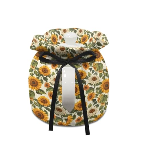 Image of Yellow Sunflower Insulated Dustproof Kitchen Tea Pot Dust Cover Breakfast Warmer Tea Cozies with Drawstring for Home Kitchen Table Decoration