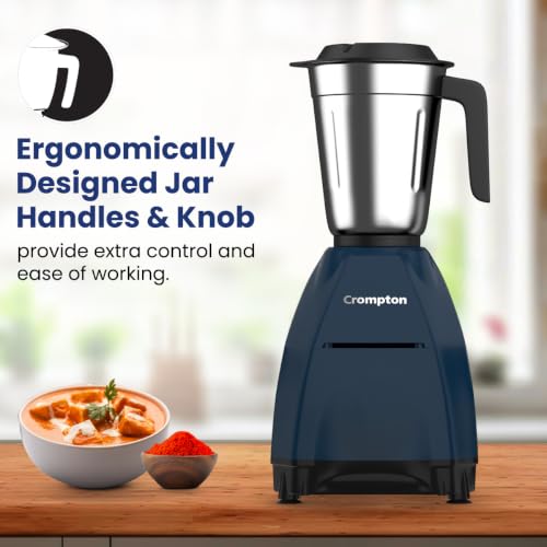 Image of Crompton DX 750W Mixer Grinder with 5 Jars| 3 Stainless Steel Jars, 1 Blender Jar with Fruit Filter & 1 Grind & Store Jar | Powertron Motor | 2 Years Warranty