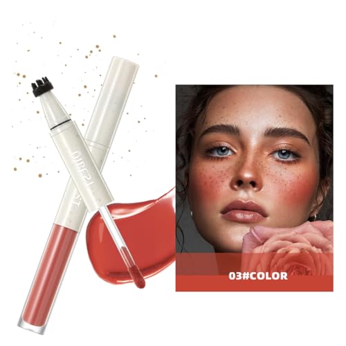 Freckle Stamp & Blush Pen – 2-in-1 Liquid Freckle Makeup Pen and Cream Blusher for Natural Effortless Sun-Kissed Look, Long-Wearing, Smudge-Resistant Makeup (# 03)