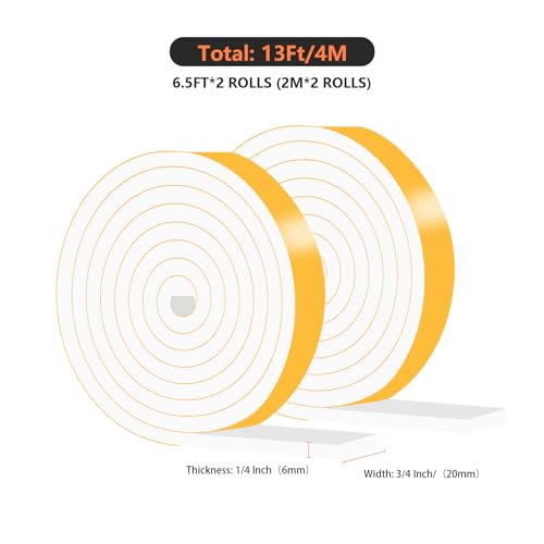 Image of Door Seal Strip,High Density CR Insulation Tape,3 /4 in x 1 /4 in x 13Ft