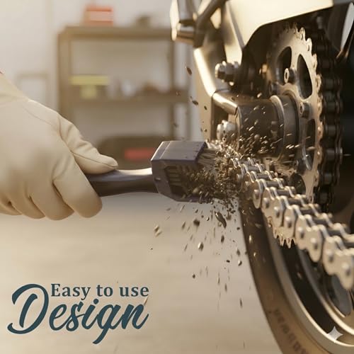 Image of 1 Piece Bike Chain Cleaner Brush | Soft & Long Bristles | Multi-Purpose Chain Cleaning Tool for Quick Cleaning of Motorcycles & Cycles | Durable, Reusable 3-Sided Chain Brush for All Bikes