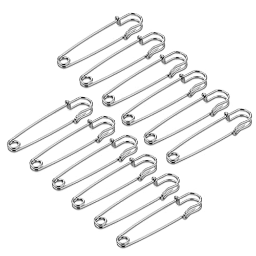 12 Piezas Alfileres de Seguridad, 63 mm de Imperdibles Grandes de Seguridad, Alfileres Resistentes para Tejidos de Punto, Mantas, Faldas, Manualidades Cover