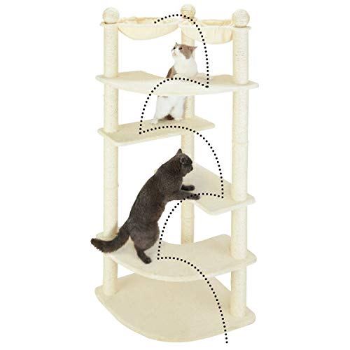 ★ハンモック付★ キャットタワー ふかふか 安定性抜群 ベージュ 他カラー有 Amazon | lifesia キャットタワー 猫タワー 大型猫用 ハンモック3つ
