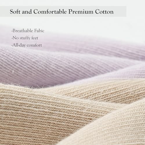 Women's Casual Thin Crew Socks (5-Pairs) - 95% Cotton Comfort Non-Binding Fit Everyday, Above Ankle Socks for Women2