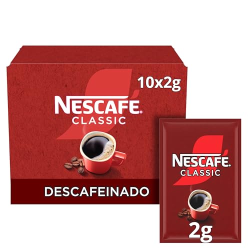 NESCAFÉ CLASSIC DESCAFEINADO todo aroma y sabor, café soluble descafeinado, estuche con 10 sobres