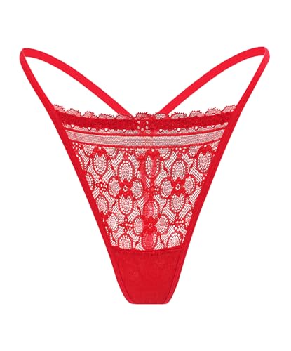 Image of Murimia Thongs for Women G String Sexy Lace No Show Underwear Low Rise T-Back Breathable Panties