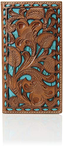 Nocona Belt Co. Nocona Floral Inlay Buckstitch Rodeo Wallet Accessory, Blue, NA