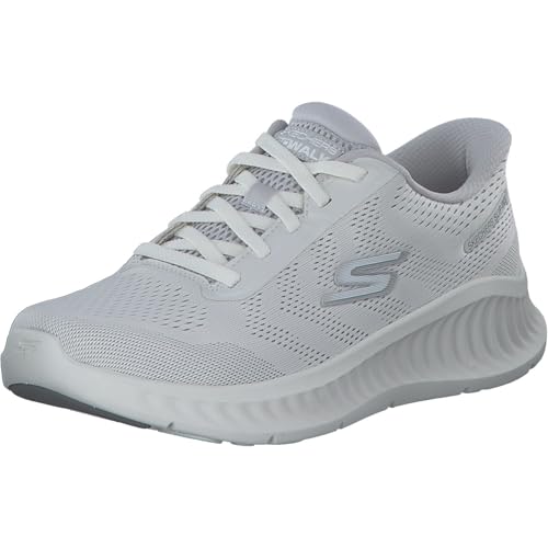 Skechers Slip InsSneaker 216375 pour Homme, Textile synthétique Blanc et Gris, 44 EU