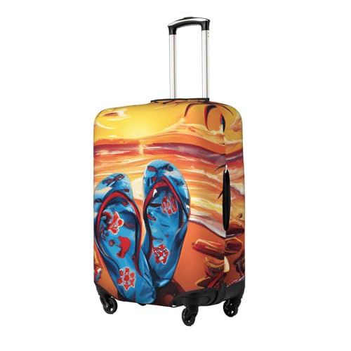Flip Flop Sunset Beach Travel Luggage Cover Fits 18-32 Inch Luggage, Elastic Suitcase Cover Protector with Concealed Zipper for Wheeled Suitcase Tsa Approved2