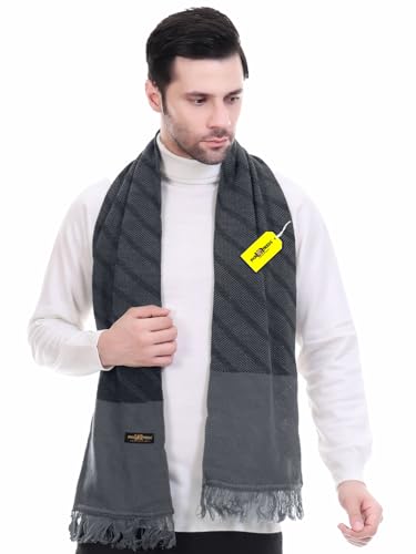 Image of Pick Ur Needs Premium Men's Warm And Stylish Woolen Muffler Angoora With Solid Color Plain Design And Stylish Tussles Ends Muffler For Men