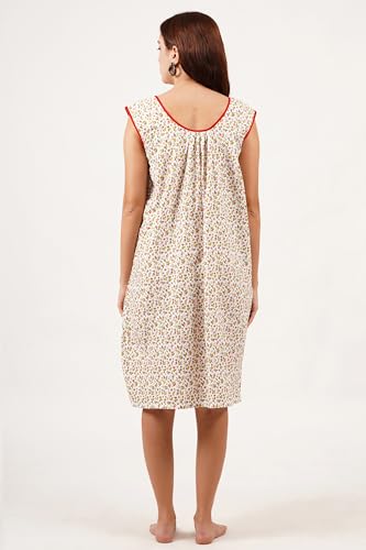 Image of Breezly Woman's Long Short Calf Length Pure Cotton Nighty