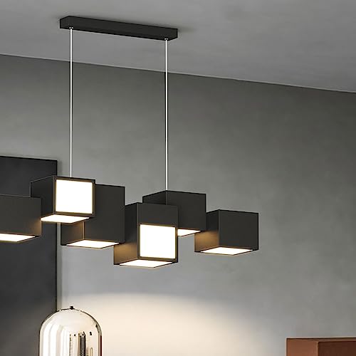 Plafonnier LED cuisine et salle à manger carré noir variable