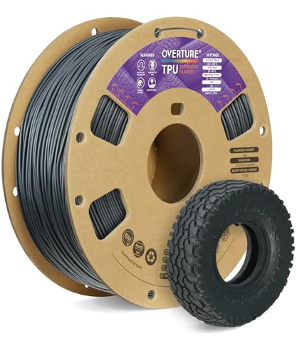 Image of OVERTURE TPU Filament TPU Material for 3D Printers 3D Printing 3D Printer Filament 1.75mm 1kg Spool High Density High Dimensional Accuracy Fits Most FDM Printers (Space Gray)