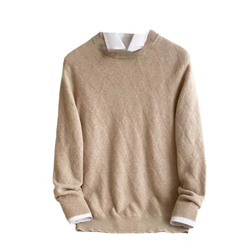 Men 100% Solid Cashmere Neck Solid Color Pullover Round Retro Cold Proof Blouse Sweater - Main Image