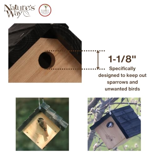 Nature's Way Bird Products CWH1 Cedar Wren House, 8" x 8.875" x 8.125", standard, Brown - image 5