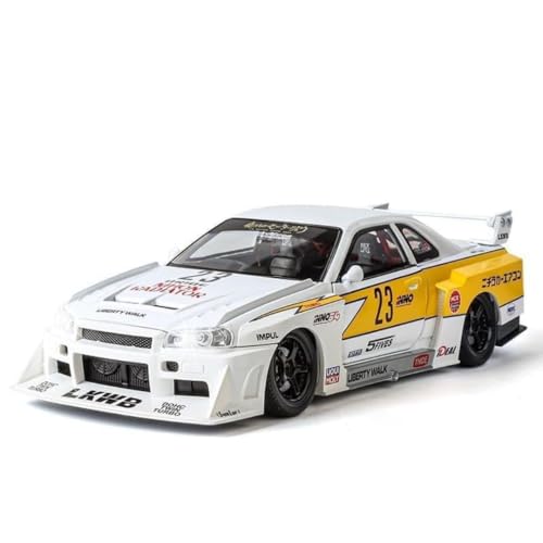 Image of 1:24 Scale Nissaan Skyline GTR-S15 Model Alloy Metal Toy car for Kids with Openable Doors & Light, Music Toy Vehicle for Kids (Nissaan Skyline GTR S15 (Yellow))