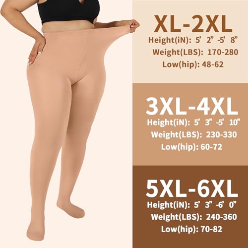 Image of DancMolly Plus Size Fleece Lined Tights Winter Warm Womens Tights, High Waisted Opaque Pantyhose