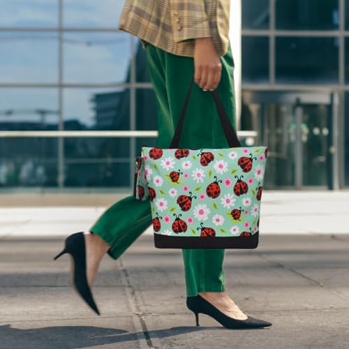 Image of NGIL Medium Top Zipper Closure Canvas Tote Bag with Attached Matching Coin Purse For Moms and Nurses