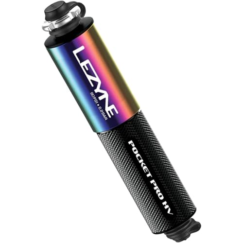 LEZYNE Pocket Drive Pro HV Hand Pump, 90 PSI, CNC Aluminum, Presta & Schrader, Bike Tire Pump with Frame Mount