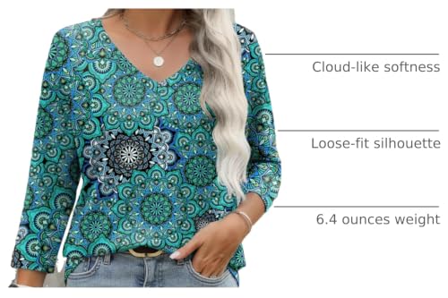 Image of Zeagoo 3 /4 Length Sleeve Womens Tops Casual V Neck Shirts Soft Basic Tees Business Work Blouses