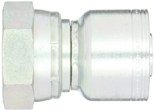 Image of Aeroquip 1AA20FJ16 Carbon Steel Global TTC (Thru the Cover) Crimp Hose Fitting Female JIC Swivel, Straight, 1 inch Hose ID, 1-5 /8 inch - 12 Thread
