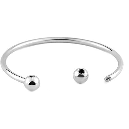 RUBYCA 10pcs White Silver Plated Bangle Bracelet Screw End Ball Cuff Charm Beads DIY Jewelry