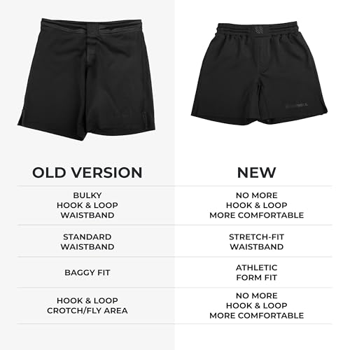 Sanabul Shorts de MMA essenciais para homens boxe No Gi Jiu Jitsu Grappling BJJ Shorts, Preto, 46