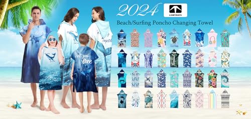 LOMTRATS Quick Dry Surf Poncho Changing Towel Robe Hoodie for Kids,Microfiber Swimming Beach Surfing Diving Home Hot Springs Bathing Parka - Image 2